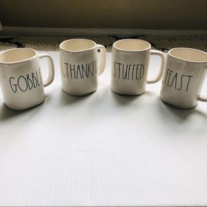 Rae Dunn Stuffed Feast Gobble Mug Set NWOT